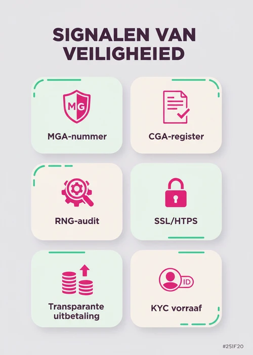 Afbeelding van een beveiligd online casino platform met licentiecertificaten en slot-iconen die veiligheid symboliseren.