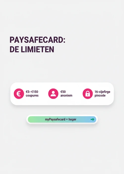 Een Paysafecard voucher met een 16-cijferige pincode, naast casinomunten en speelkaarten op een tafel